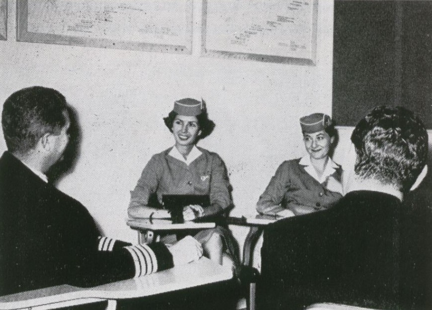 1959 Before departing from a home base it was customary for Pan Am crews to meet for a briefing.